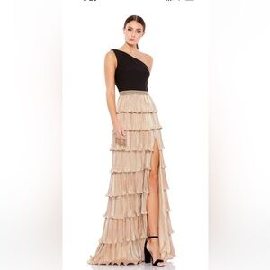 Mac Duggal Black and Gold Asymmetrical Skirt